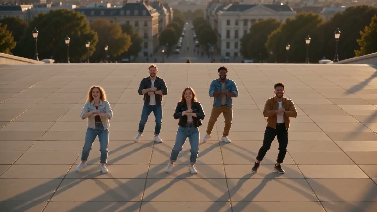 Friends in motion AI video example